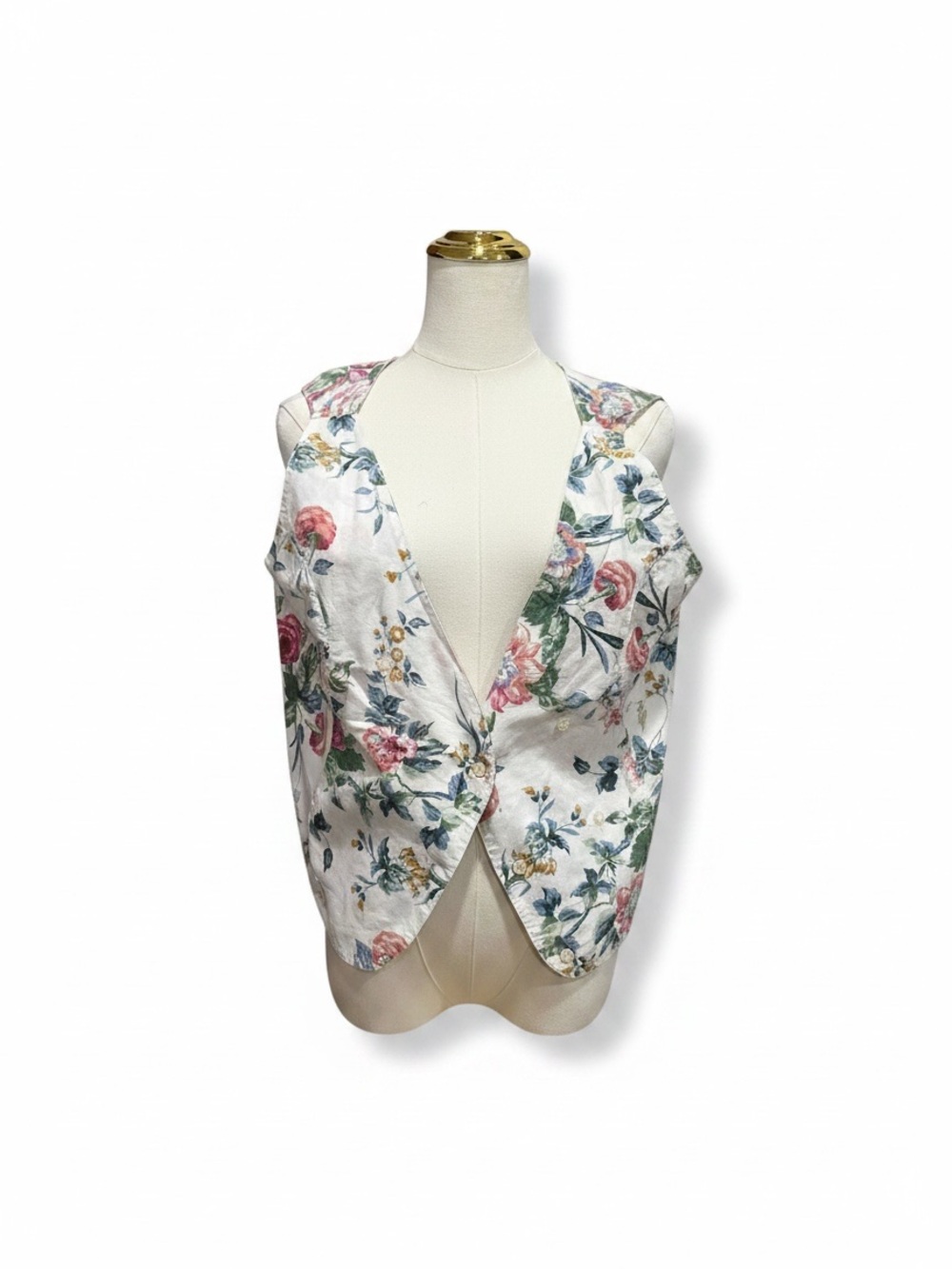 Vintage Hunters Run Floral Open Back Halter Vest Cottagecore Prairie Top Size